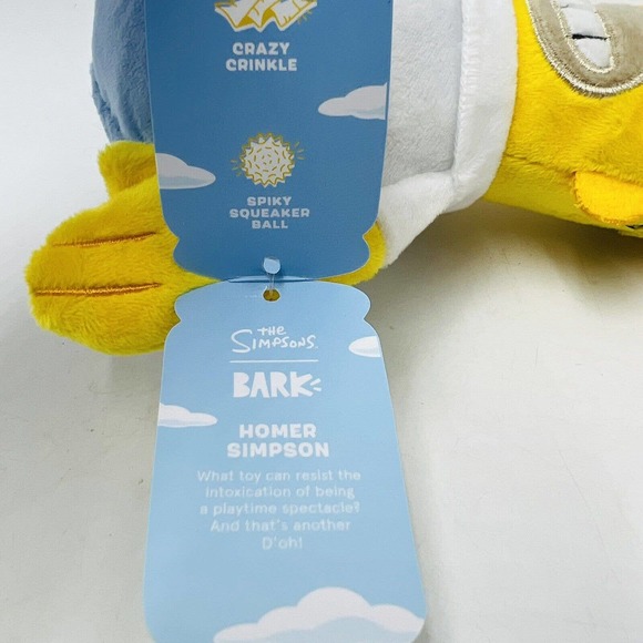 Bark Box M-L Homer Simpson Plush Dog Toy Spiky Squeaker Ball Crinkle Simpsons - Picture 2 of 3